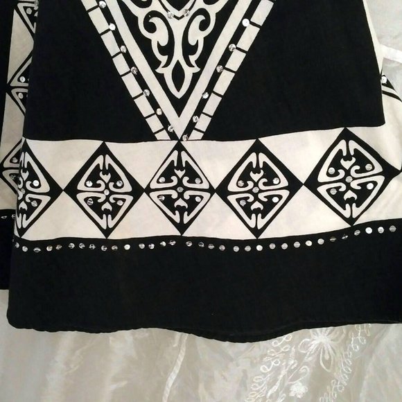 UNIQUE Striking Black & White Circle Skirt, Sequins, S - Picture 5 of 8